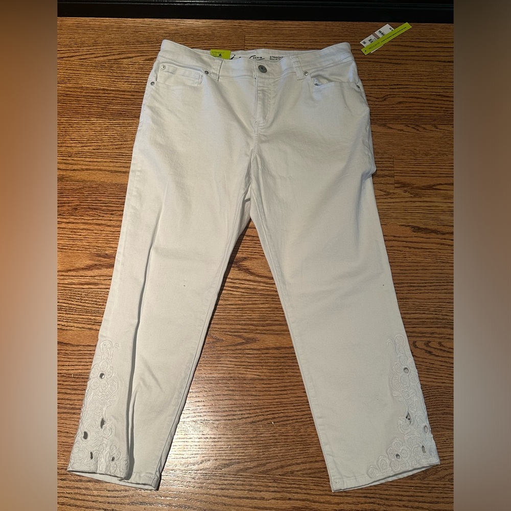 ink denim white straight leg crop regular fit